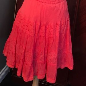 Solitaire Coral Boho Midi Skirt